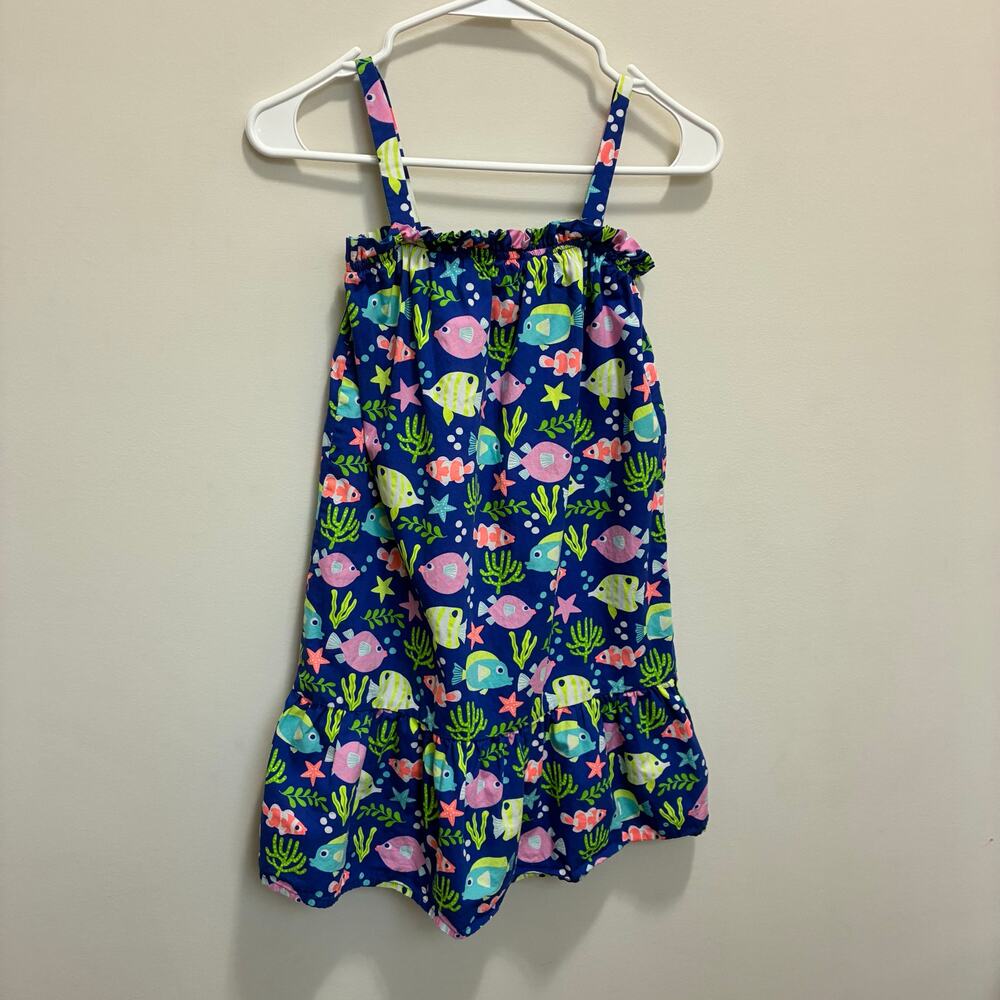 Gymboree Fish Cover Up Dress Blue Ocean Print Swim Girls Size 12